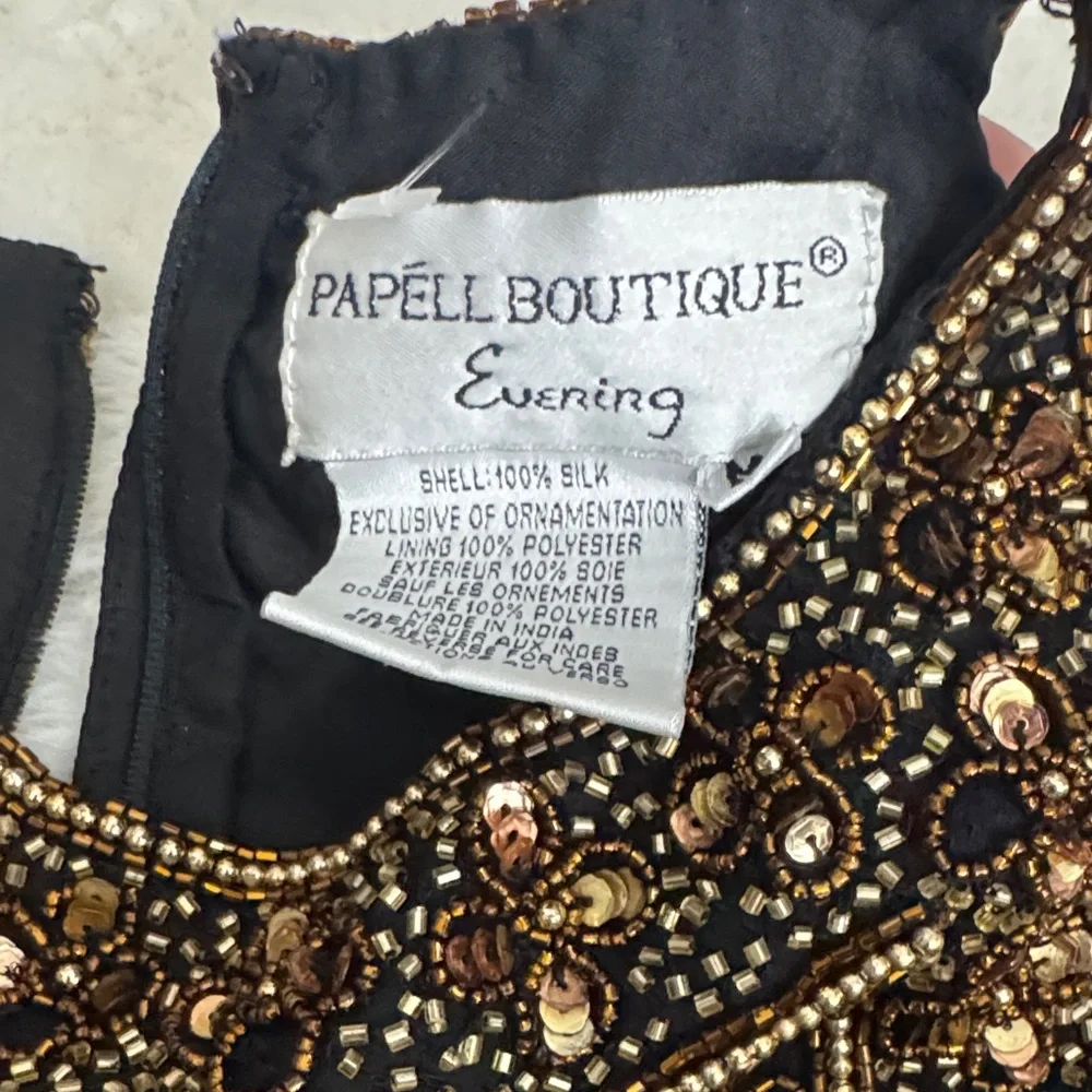 Papell Boutique Black and Gold Beaded Blouse - Picture 2 of 5